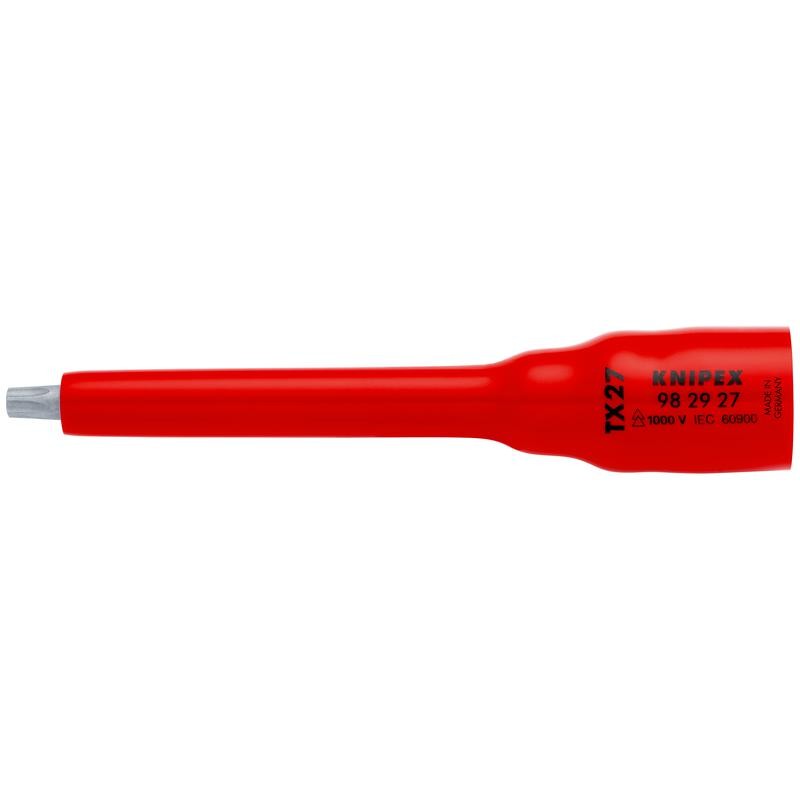Головка торцевая VDE 1000В DR 3/8дюйм 12-гранная TX27 диэлектрическая Knipex KN-982927 Головка торцевая VDE 1000В DR 3/8дюйм 12-гранная TX27 диэлектрическая Knipex KN-982927
