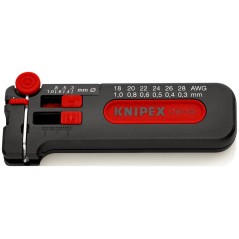 Мини-стриппер для тонких медных кабелей с кабелерезом L-100мм с ограничителем длины 4-15мм Knipex KN-1280100SB