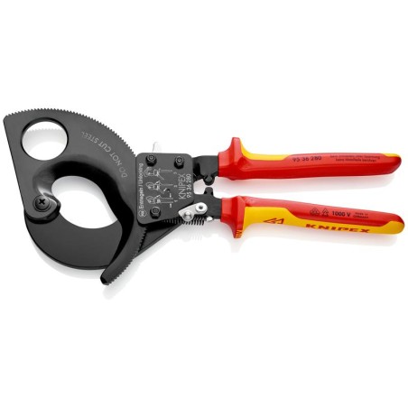 Кабелерез с храповым механизмом (трещоткой) VDE L-250мм черн. Knipex KN-9536280