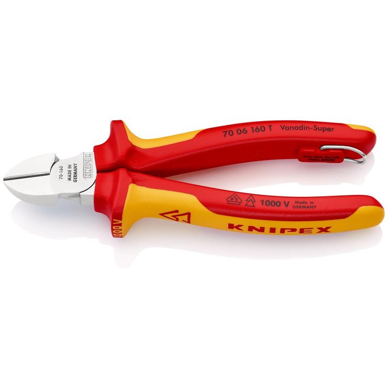 Бокорезы VDE L-160мм твердость кромок 62 HRC хром. Knipex KN-7006160T