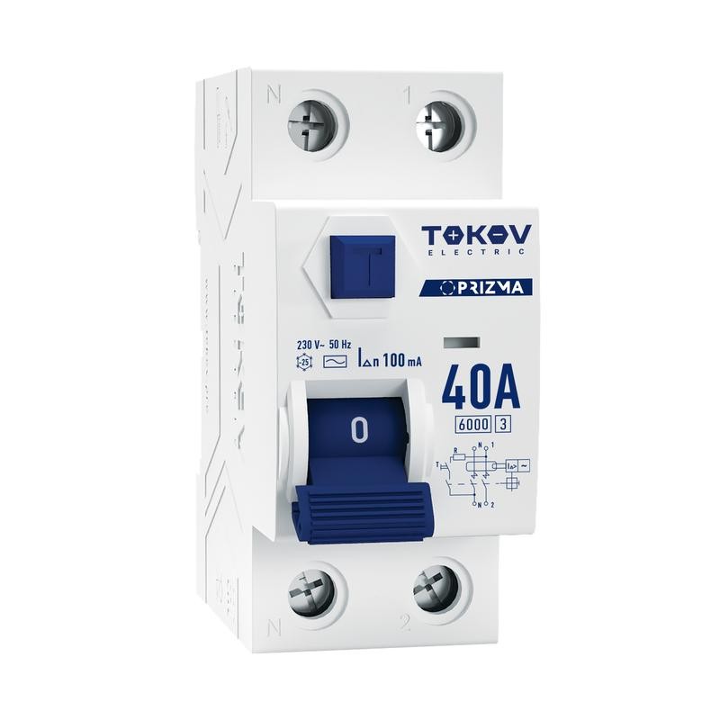 Выключатель дифференциального тока (УЗО) 2П (1P+N) 40А 100мА тип AC 6кА TOKOV Electric TKE-PZ60-RCDM-2-40-100-AC Выключатель дифференциального тока (УЗО) 2П (1P+N) 40А 100мА тип AC 6кА TOKOV Electric TKE-PZ60-RCDM-2-40-100-AC