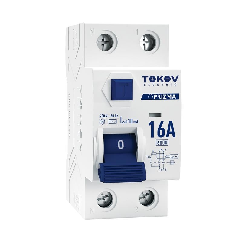 Выключатель дифференциального тока (УЗО) 2П (1P+N) 16А 10мА тип AC 6кА TOKOV Electric TKE-PZ60-RCDM-2-16-10-AC Выключатель дифференциального тока (УЗО) 2П (1P+N) 16А 10мА тип AC 6кА TOKOV Electric TKE-PZ60-RCDM-2-16-10-AC