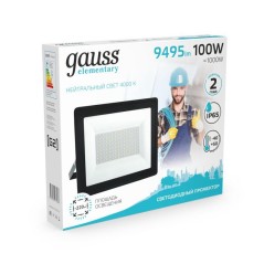 Прожектор светодиодный Elementary 100Вт 4000К IP65 8995лм 175-264В ДО черн. GAUSS 613100110
