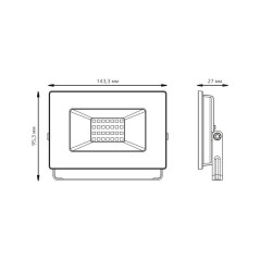 Прожектор светодиодный Elementary 30Вт 4000К IP65 2695лм 200-240В ДО черн. GAUSS 613100230