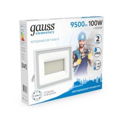 Прожектор светодиодный Elementary 100Вт 6500К IP65 9000лм 175-265В ДО бел. GAUSS 613120300