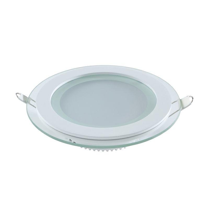 Светильник светодиодный Glass 6Вт 3000К IP20 450лм 220-240В 100х100х35мм монтаж. отв. d70х70 ДВО круг встраив. декор. стекло GAU