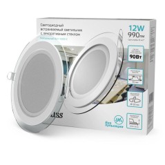 Светильник светодиодный Glass 12Вт 4000К IP20 990лм 220-240В d118мм 160х35мм ДВО кругл. встраив. монтажный с декоративн. стеклом