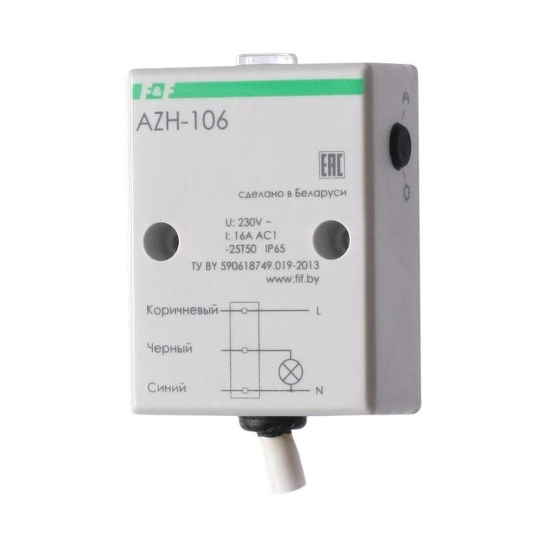 Фотореле AZH-106 (встроенный фотодатчик на плоскость 230В 16А 1 перекл. IP65) F@F EA01.001.002