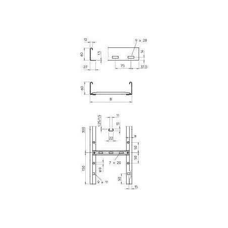 Лоток лестничный 300х60 L3000 сталь 1.5мм LG 630 NS 3 FS OBO 6208509