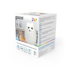 Светильник настольный 2Вт RGB кошка аккум. Li-ion USB кабель детский ночник бел. GAUSS NN303