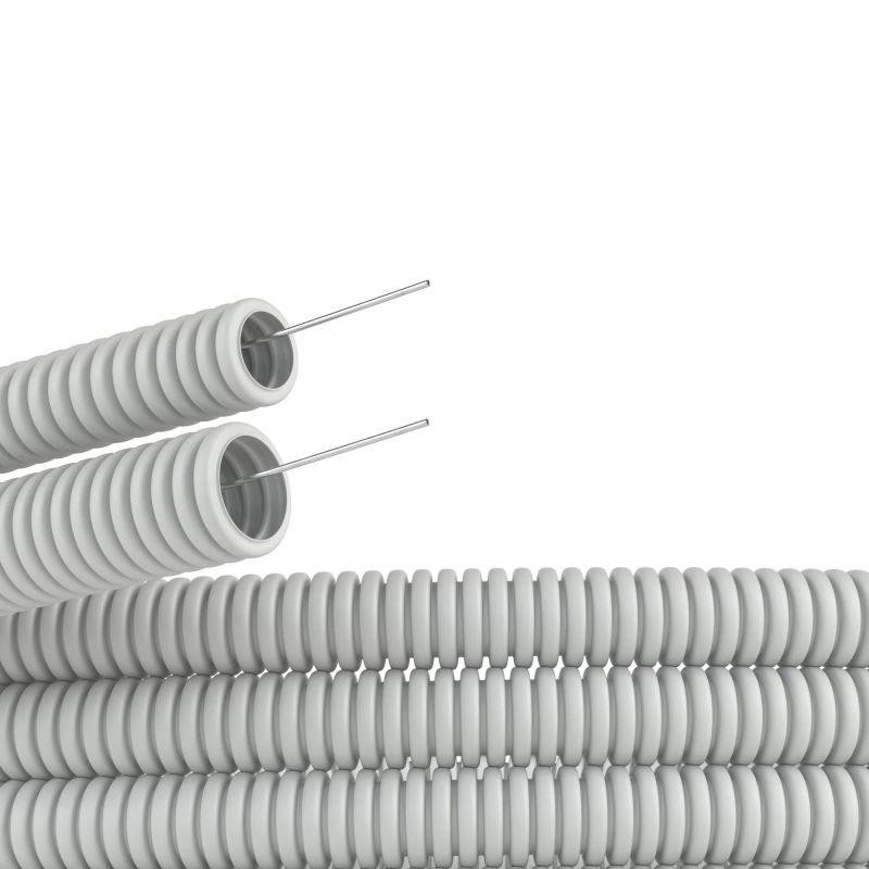 Труба гофрированная ПВХ гибкая сверхтяжелая d32мм с протяжкой сер. (уп.25м) DKC 91532+ Труба гофрированная ПВХ гибкая сверхтяжелая d32мм с протяжкой сер. (уп.25м) DKC 91532+