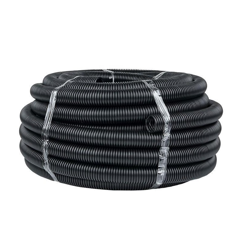 Труба гофрированная ПНД гибкая тяжелая d50мм с протяжкой черн. (уп.20м) PROxima EKF tpnd-50-t