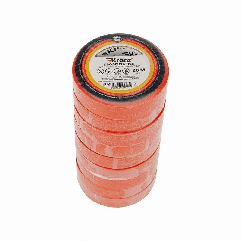 Изолента ПВХ 0.13х15мм 20м красная (уп.10шт) Kranz KR-09-2604 Изолента ПВХ 0.13х15мм 20м красная (уп.10шт) Kranz KR-09-2604