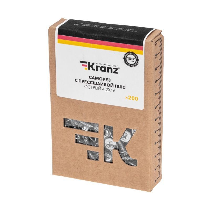 Саморез с прессшайбой ПШС острый 4.2х16 (уп.200шт) Kranz KR-01-3361-003 Саморез с прессшайбой ПШС острый 4.2х16 (уп.200шт) Kranz KR-01-3361-003