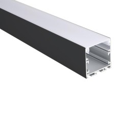 Профиль накладной PAL 3535-BLACK (комплект 2м 2глухих заглушки рассеиватель матов. 4клипсы крепежных) 2м анод. Pro JazzWay 50590