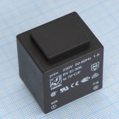 Трансформатор питания 2.6ВА 230В 2x9В 2x145мА ta 70 C/F (EI 30/23)33.8мм