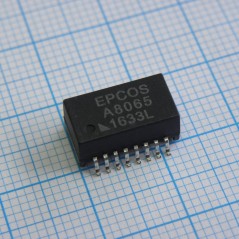 Телекоммуникационный трансформатор, 10/100Base-T 1CT:1CT, 16 выводов, 12.7x6.9x5.6mm