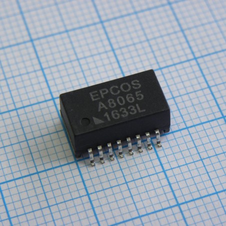 Телекоммуникационный трансформатор, 10/100Base-T 1CT:1CT, 16 выводов, 12.7x6.9x5.6mm