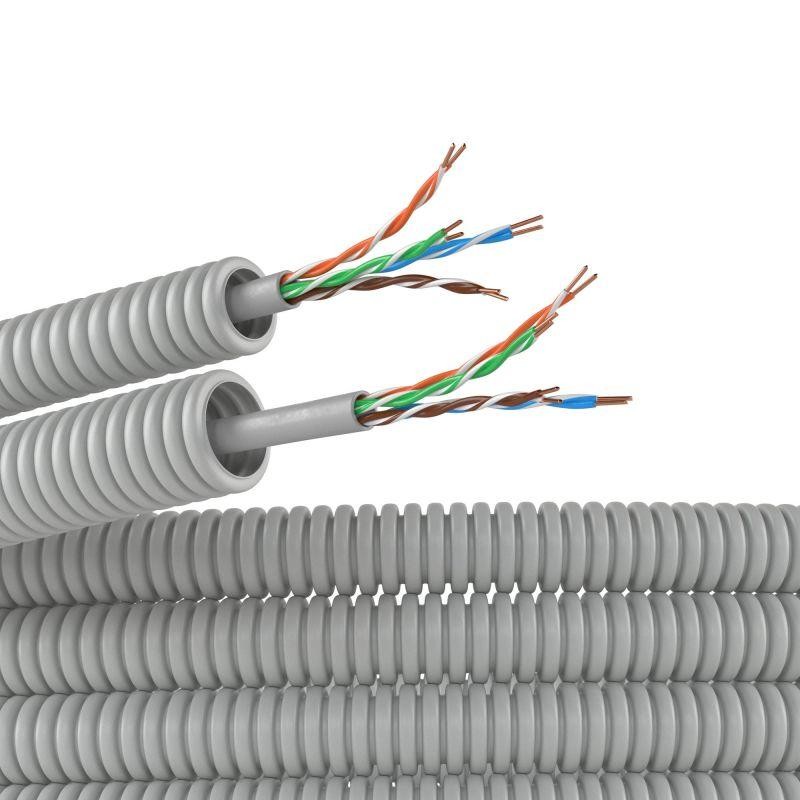 Электротруба ПВХ гибкая гофрированная d16мм с кабелем витая пара 5EU/UTP нг(А)-HF (уп.25м) сер. DKC 9EU91625 Электротруба ПВХ гибкая гофрированная d16мм с кабелем витая пара 5EU/UTP нг(А)-HF (уп.25м) сер. DKC 9EU91625
