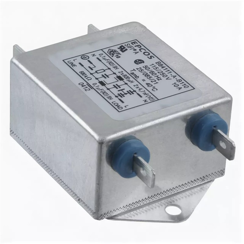 Сетевой фильтр 2x6A/250V, SIFI-A, 2x0.1мкФ (Х2) + 2х4700пФ (Y2), 2х1.8мГн
