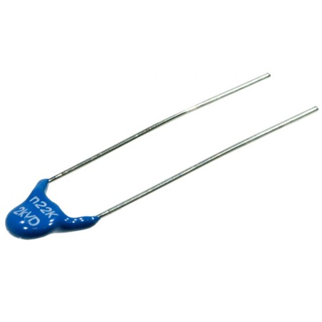 Cap Ceramic 220pF 2000V K2000 10% (7 X 3mm) Radial 7.5mm 85C Bulk