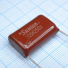 Конденсатор полипропиленовый 250В 1мкФ  ±10% 24x11x17мм +85°C
