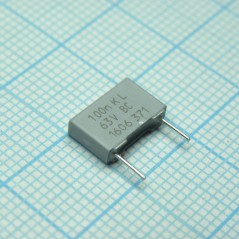 Пленочный конденсатор 0,1мкФ 63VDC/40VAC ±10% 10х2,5х6,5мм 105°C