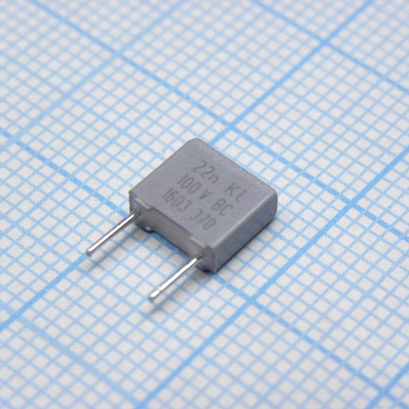 Пленочный конденсатор 0,022мкФ 100VDC/63VAC ±10% 7,2х2,5х6,5мм 105°C