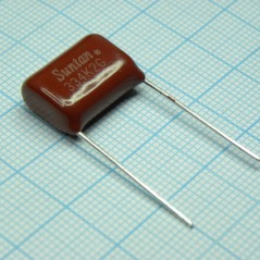 Конденсатор металлоплёночный полиэтилентерефталатный 0.33мкФ 400В ±10% (18х8х13мм) шаг выводов 15мм 85°С россыпь