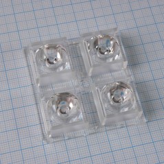 Групповая квадратная линза 2x2 на 4 светодиода LG Innotek серии  LEMWA33X, эфф-94%,  14°,  50x50mm   H:10mm