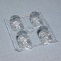 Квадратная модуль линза 2x2 на 4светодиода Cree XM-L / LG Innotek серии  LEMWA33X, эфф-94%, ассиметричная, 50x50mm  H:10mm
