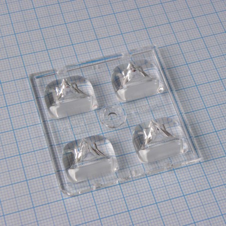 Квадратная модуль линза 2x2 на 4светодиода LG Innotek серии  LEMWA33X, эфф-94%, ассиметричная, 50x50mm  H:7mm