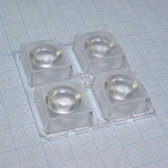 Квадратная модуль линза 2x2 на 4светодиода LG Innotek серии  LEMWA33X, эфф-89%, 68°, 50x50mm   H:8,5mm
