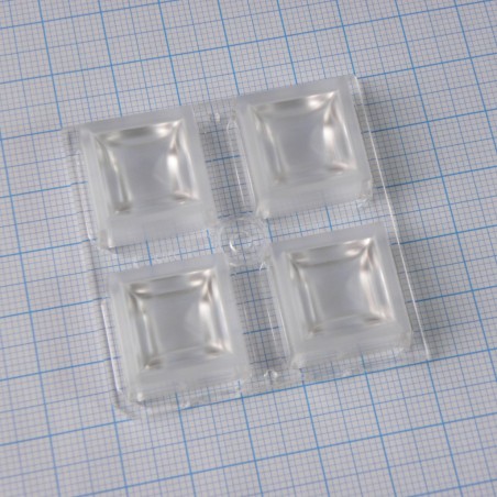 Квадратная модуль линза 2x2 на 4светодиода LG Innotek серии  LEMWA33X, эфф-86%, 53°,  50x50mm  H:8,5mm