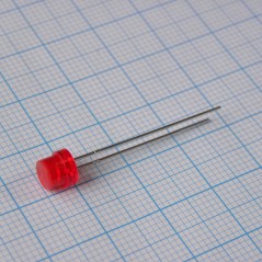 Светодиод 5мм/красный/625нм/3-8мкд/цилиндр короткий/100°