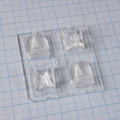 Квадратная модуль линза 2x2 на 4светодиода LG Innotek серии  LEMWA33X, эфф-93%, ассиметричная, 50x50mm  H:11mm