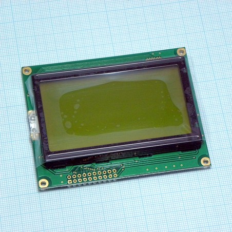 ЖКИ графич, 128 x 64, STN Ж-Зел. Positive/Transfl, подсв. LED Ж-Зел., VDD - 5V, 6 o'cl, -20...+70 C