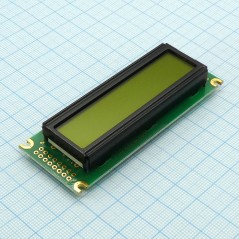 ЖКИ знакосинтезирующий 16 x 2, STN Желто-зеленый Позитивный/прозрачно-отражающий светодиодная подсветка желто-зеленая размеры 85