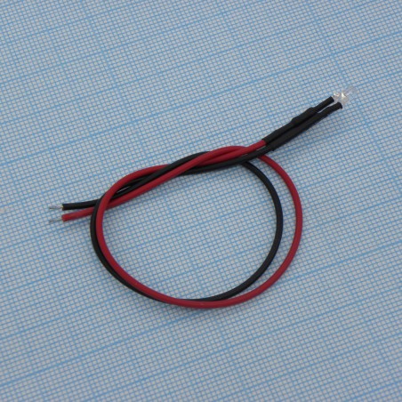 Светодиод 3мм/белый/3000мкд/12v с проводом