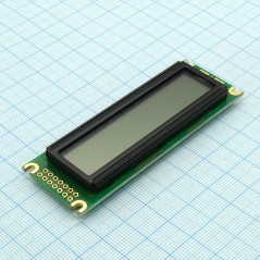 ЖКИ знакосинтезирующий 16x2, STN Серый Позитивный/отражающий без подсветки, размеры 85х30 мм, видимая область 56.2x11.5 мм, пита