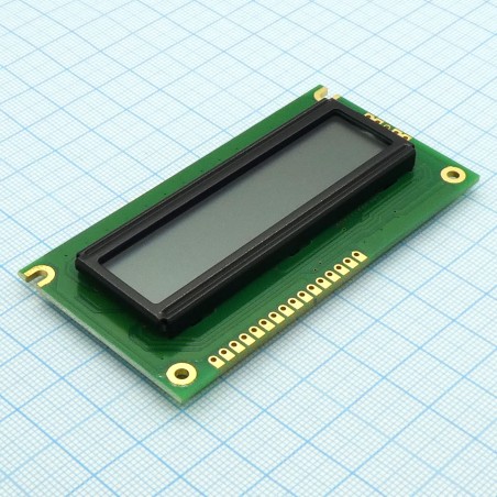 ЖКИ знакосинтезирующий 16x2, STN Серый Позитивный/отражающий без подсветки, размеры 84х44 мм, видимая область 56.2х11.5 мм, пита