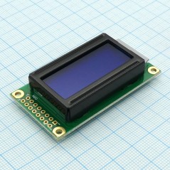 ЖКИ знакосинтезирующий 8 x 2, STN Синий Негативный/прозрачный светодиодная подсветка белая, интерфейс 6800, размер 58x32 мм, вид