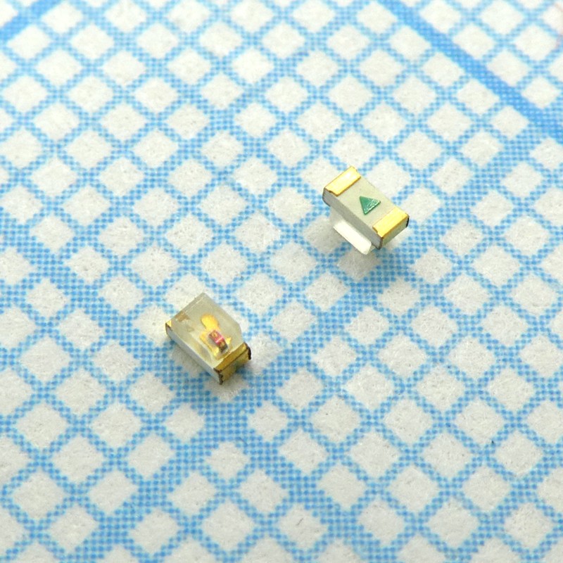 Светодиод smd 1,6х0,8мм/зеленый/525нм/280-450мкд/прозрачный/120°
