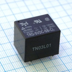 миниатюрное 5VDC, 6A/250VAC 12А/28VDC, 1переключение