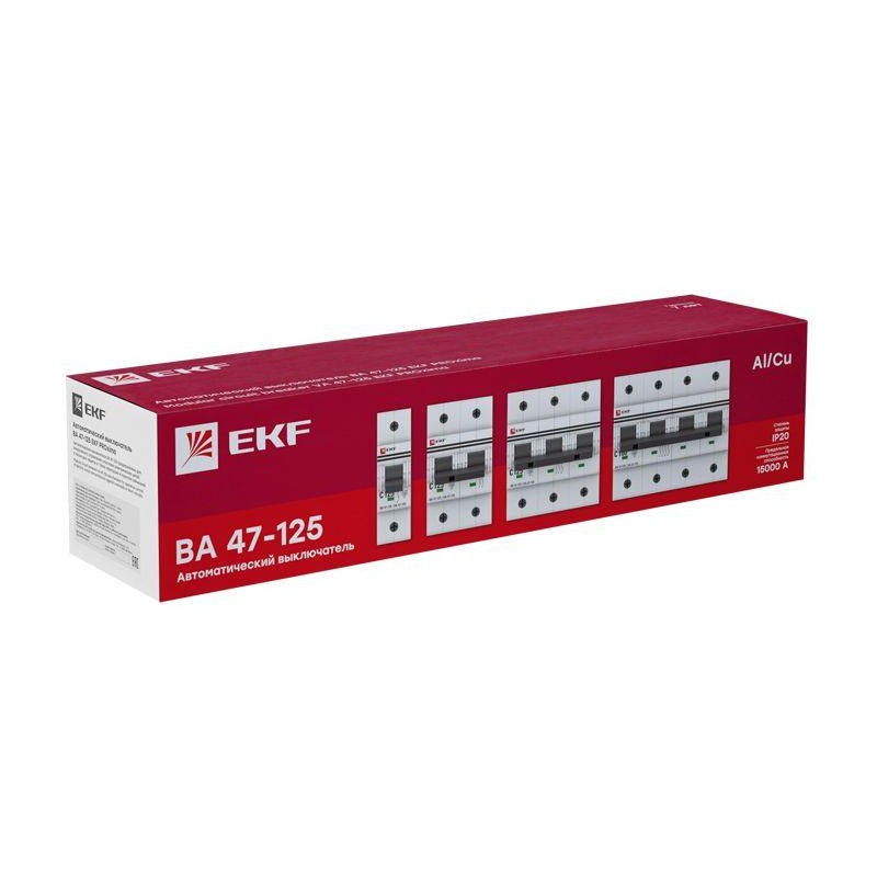 Выключатель автоматический модульный 1п C 125А 15кА ВА 47-125 PROxima EKF mcb47125-1-125C Выключатель автоматический модульный 1п C 125А 15кА ВА 47-125 PROxima EKF mcb47125-1-125C