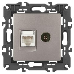 Розетка ЭРА Elegance 14-3110-16 RJ45+TV титан Эра Б0065768