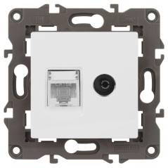 Розетка ЭРА Elegance 14-3110-01М RJ45+TV матов. бел. Эра Б0065767