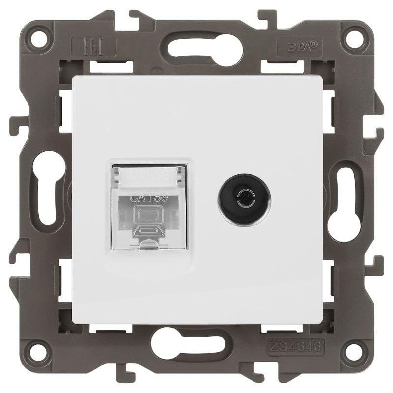 Розетка ЭРА Elegance 14-3110-01М RJ45+TV матов. бел. Эра Б0065767 Розетка ЭРА Elegance 14-3110-01М RJ45+TV матов. бел. Эра Б0065767
