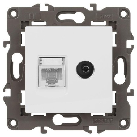 Розетка ЭРА Elegance 14-3110-01М RJ45+TV матов. бел. Эра Б0065767