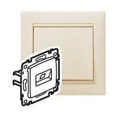 Розетка компьютерная 1-м СП Valena RJ45 кат.6 UTP на винтах механизм сл. кость Leg 774142